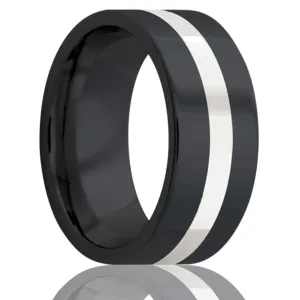 Flat Zirconium Band with Argentium Silver Inlay