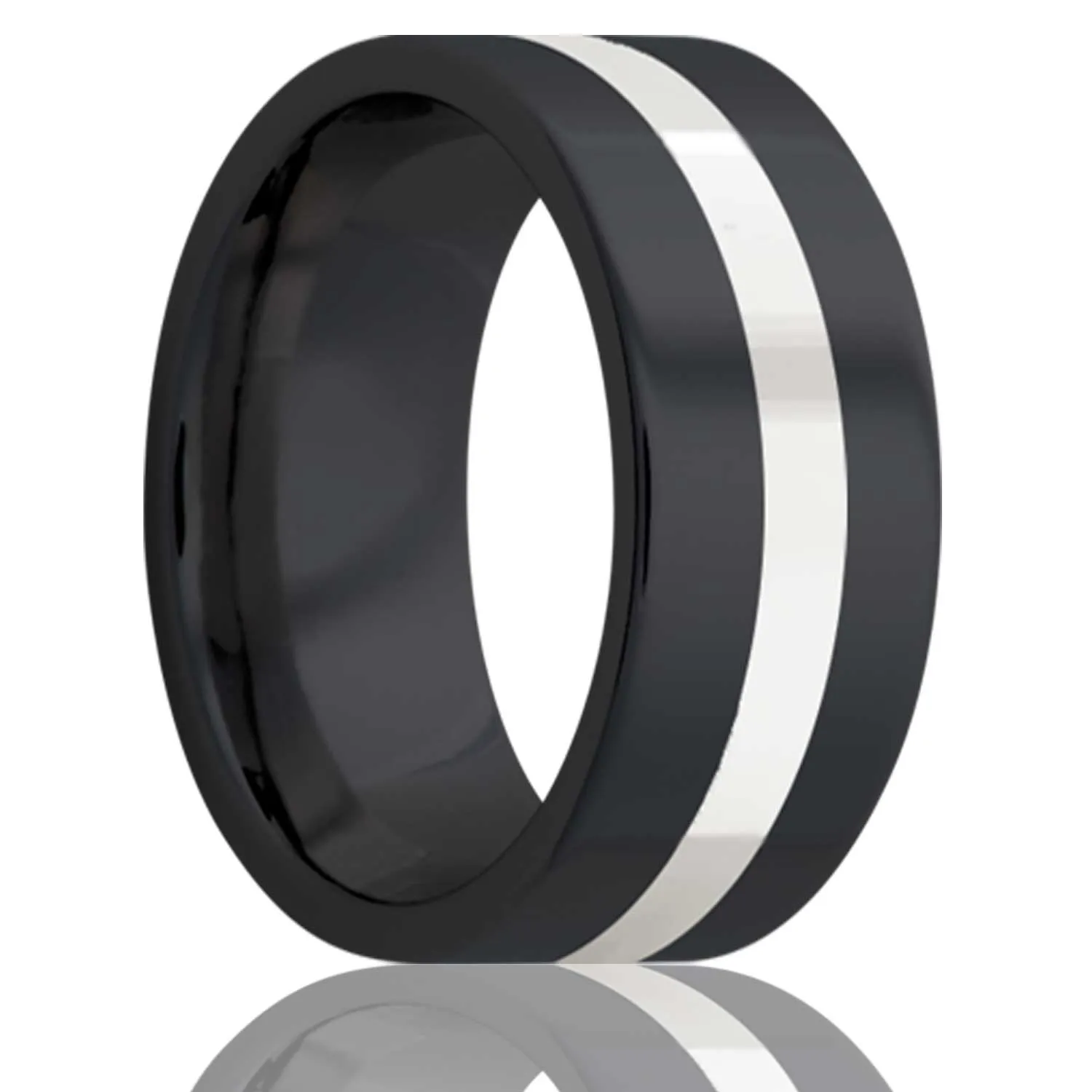 Flat Zirconium Band with Argentium Silver Inlay