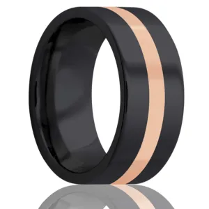 Flat Zirconium Band with Rose Gold Inlay