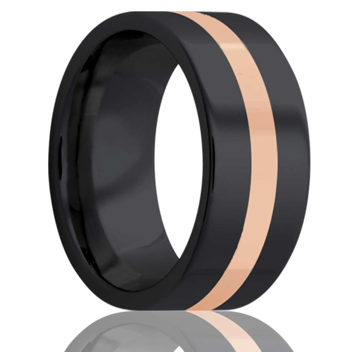 Flat Zirconium Band with Rose Gold Inlay