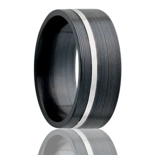 Flat Zirconium Band with Silver Inlay