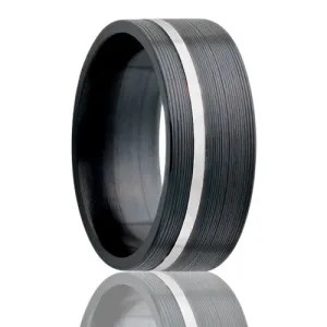 Flat Zirconium Band with Silver Inlay