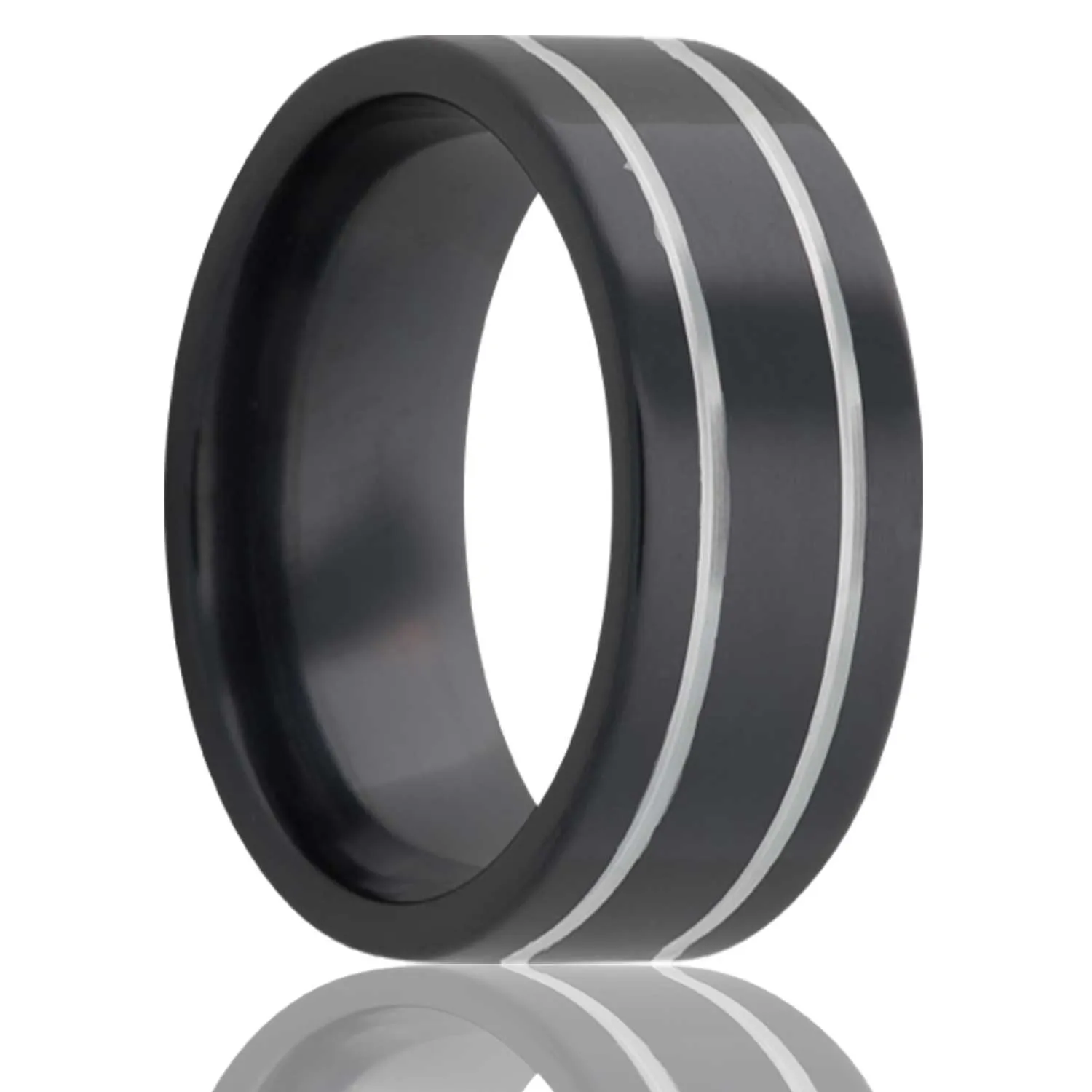 Flat Zirconium Band with Two Grooves
