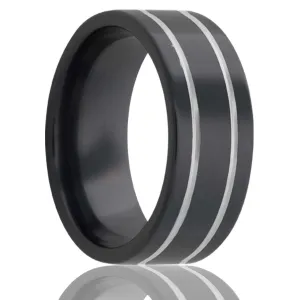 Flat Zirconium Band with Two Grooves