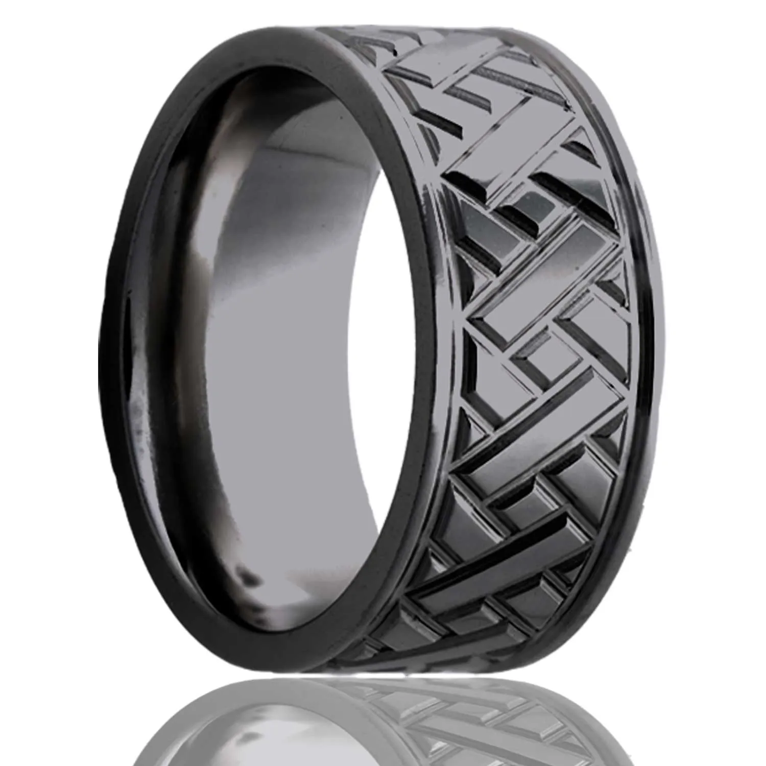 Flat Zirconium Ring with a Milled Pattern