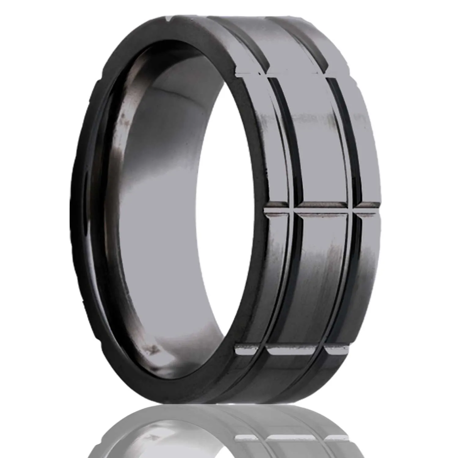 Flat Zirconium Ring with a Milled Pattern