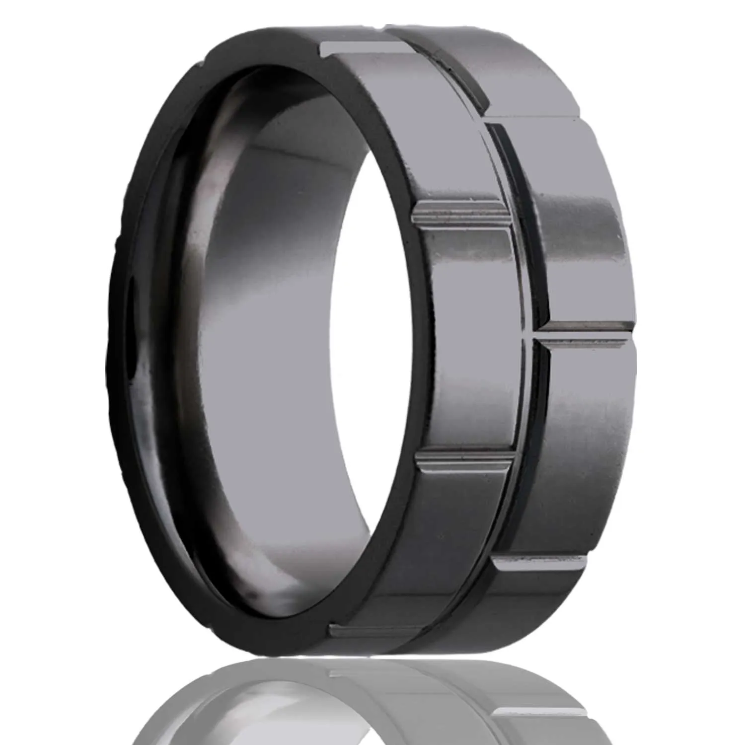 Flat Zirconium Ring with a Milled Pattern