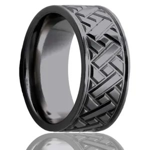 Flat Zirconium Ring with a Milled Pattern