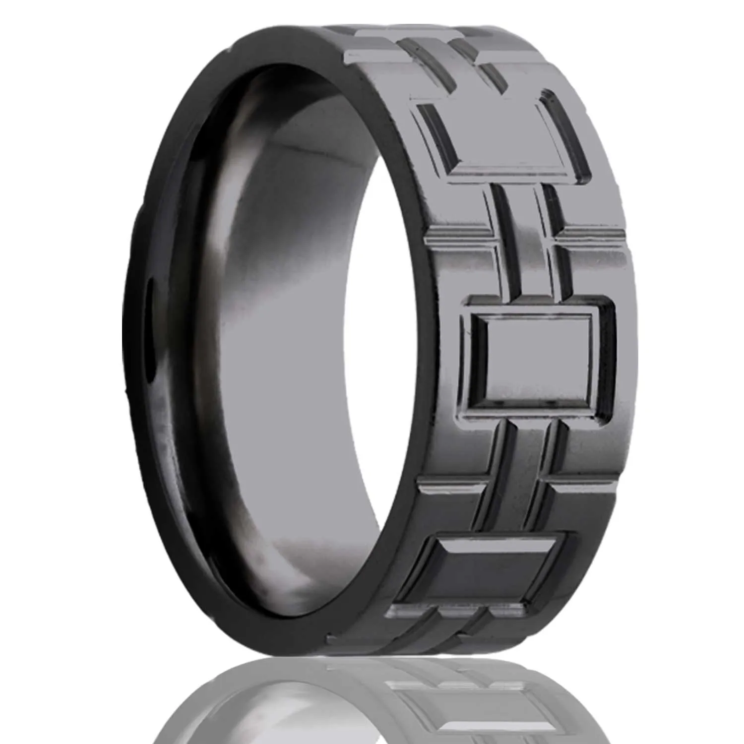 Flat Zirconium Ring with a Milled Pattern