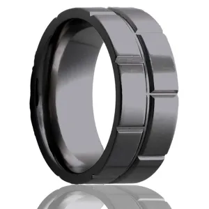 Flat Zirconium Ring with a Milled Pattern