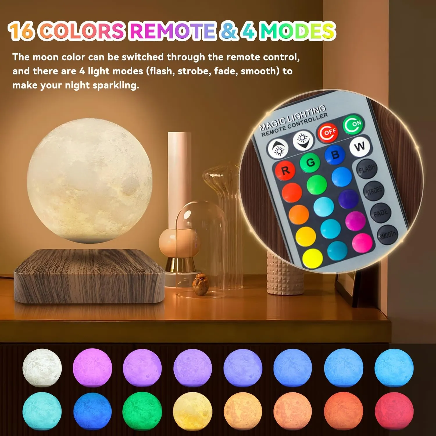 Floating Moonlights 16 Colors Adjustable Brightness Levitating