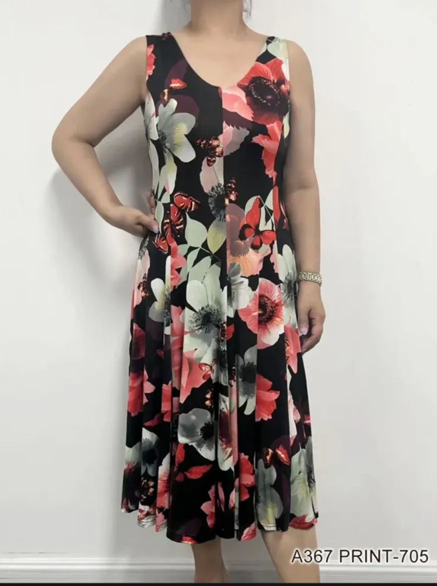 Floral Elegance Swing Tank Dress