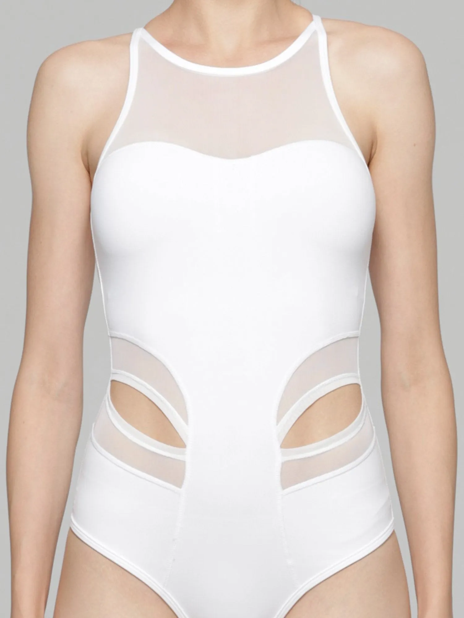 FLORET BODYSUIT, WHITE/WHITE MESH