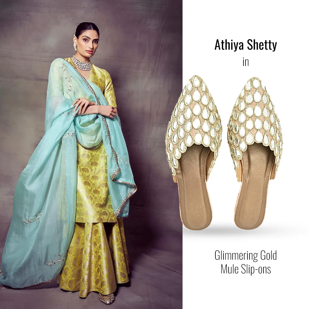 Glimmering Gold Mules For Women
