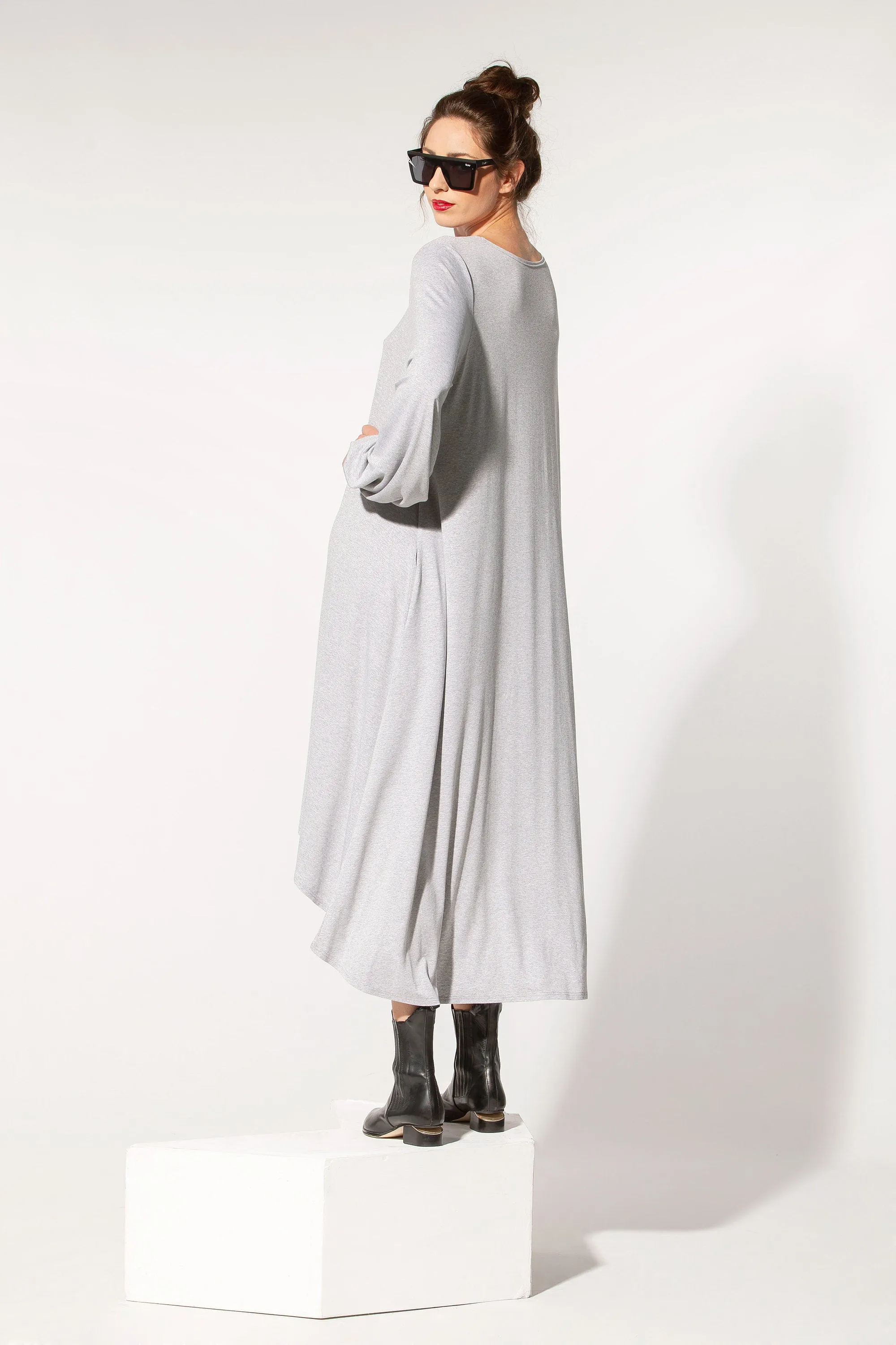 Grey Maxi High Low Dress