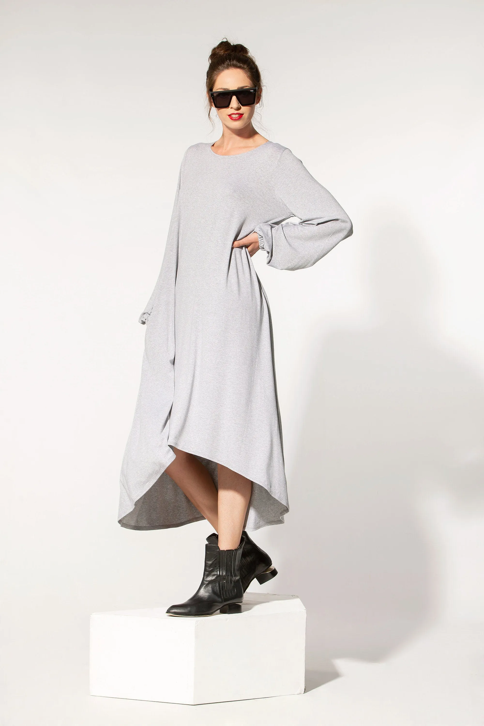 Grey Maxi High Low Dress