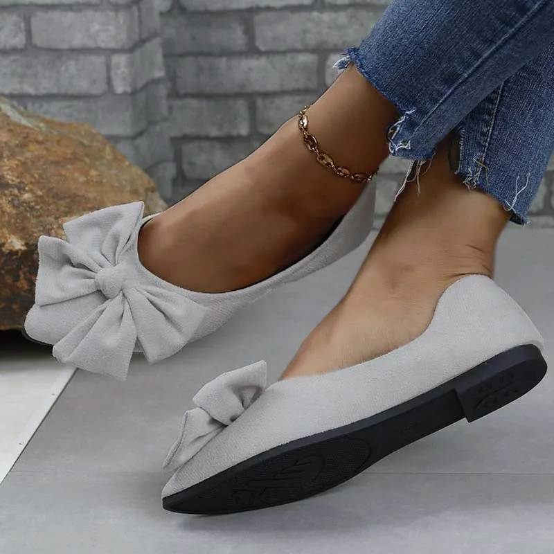GS Mule | Klassieke platte schoenen met spitse neus en strik voor dames