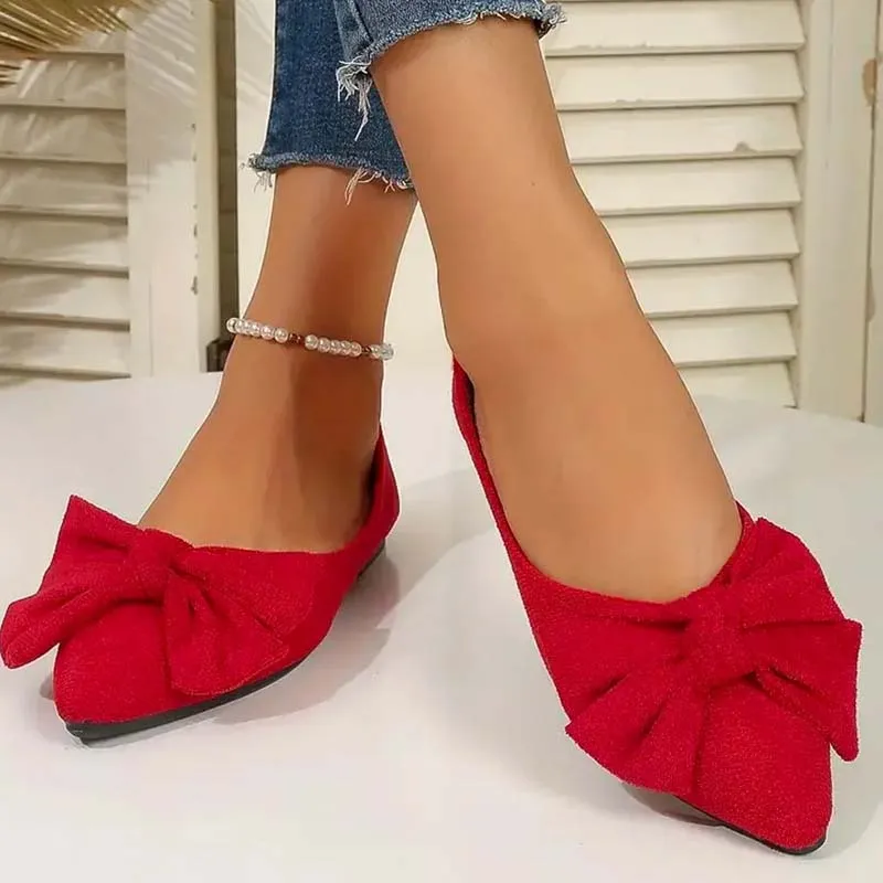 GS Mule | Klassieke platte schoenen met spitse neus en strik voor dames