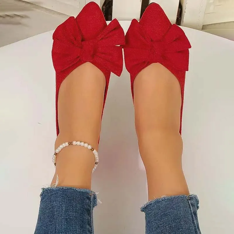GS Mule | Klassieke platte schoenen met spitse neus en strik voor dames