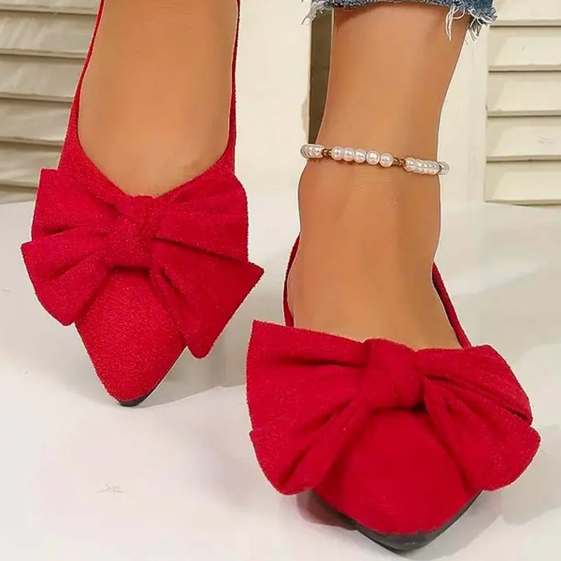 GS Mule | Klassieke platte schoenen met spitse neus en strik voor dames