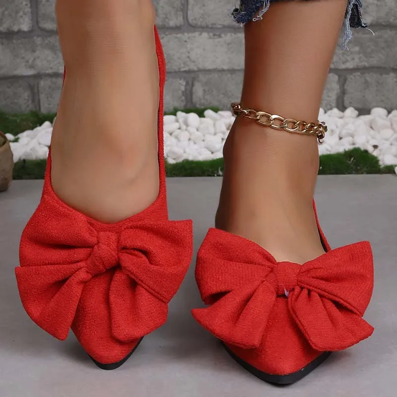 GS Mule | Klassieke platte schoenen met spitse neus en strik voor dames