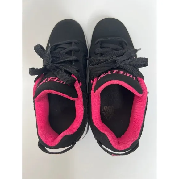Heelys Voyager Black Barbie Pink Wheeled Sneakers Shoes Sz 3 Girl