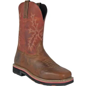 Hoss Men's Landon Cognac 11" Soft Toe Western Work Boot - Cognac/Red 92048