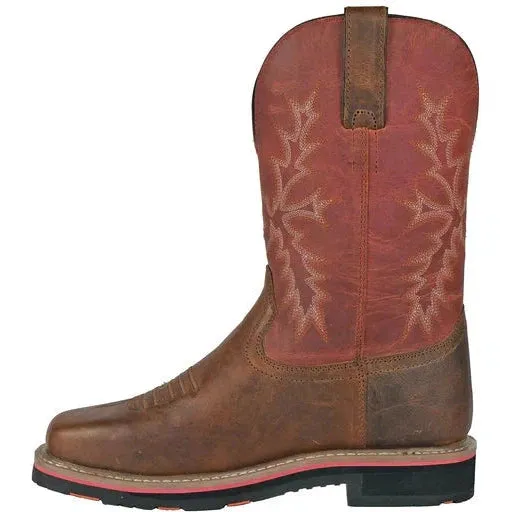 Hoss Men's Landon Cognac 11" Soft Toe Western Work Boot - Cognac/Red 92048