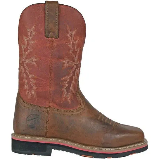 Hoss Men's Landon Cognac 11" Soft Toe Western Work Boot - Cognac/Red 92048