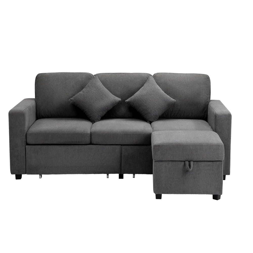 ITALI 3 Seater Sofa Modular Couch Drawers Ottoman Velvet