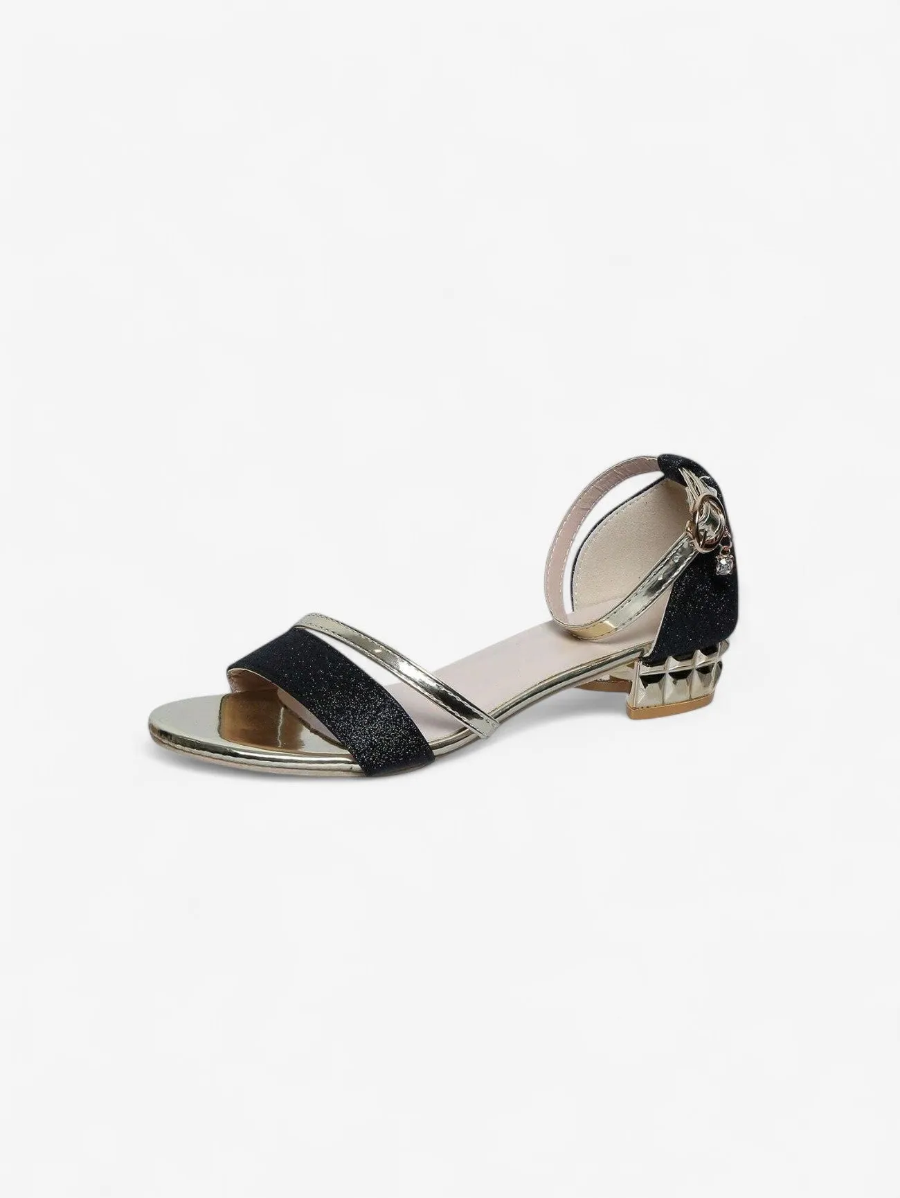 Jada | Women's Elegant Glitter Ankle Strap Low Block Heel Sandals