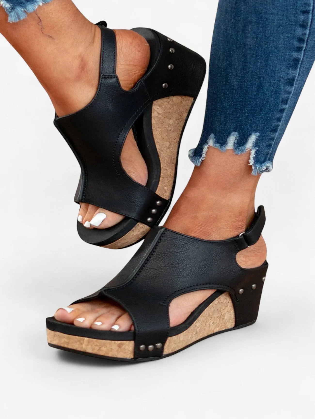 Jada | Women's Platform Wedge Sandals Slip On Summer Shoes