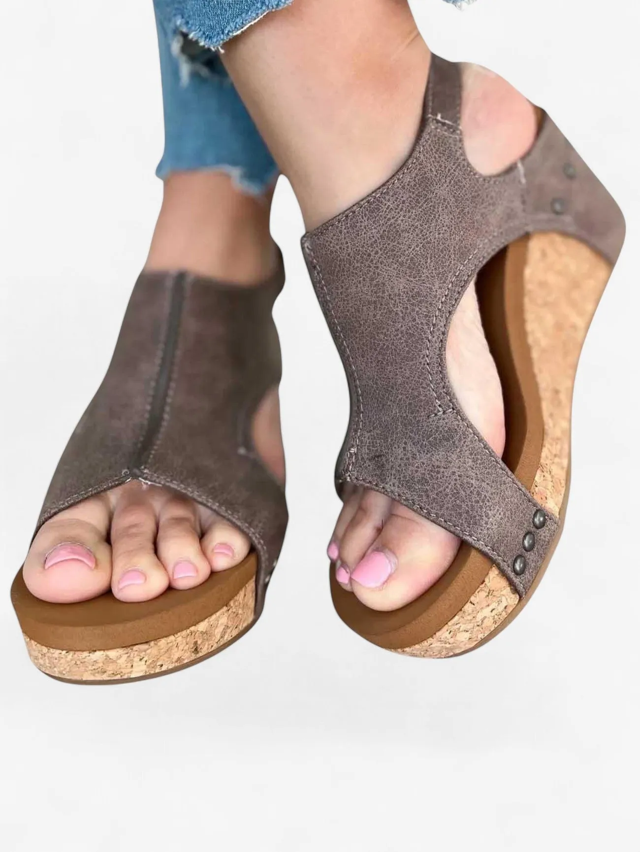 Jada | Women's Platform Wedge Sandals Slip On Summer Shoes
