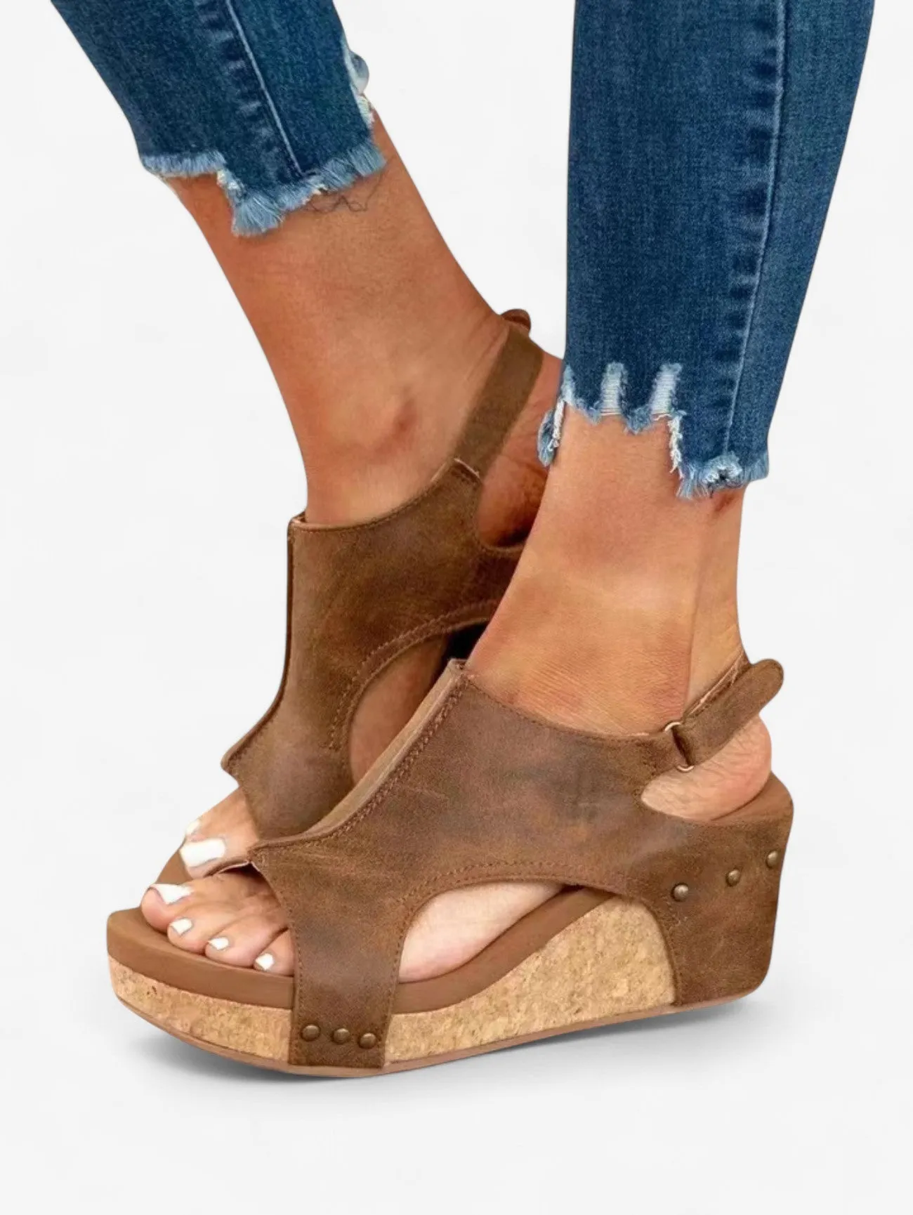 Jada | Women's Platform Wedge Sandals Slip On Summer Shoes