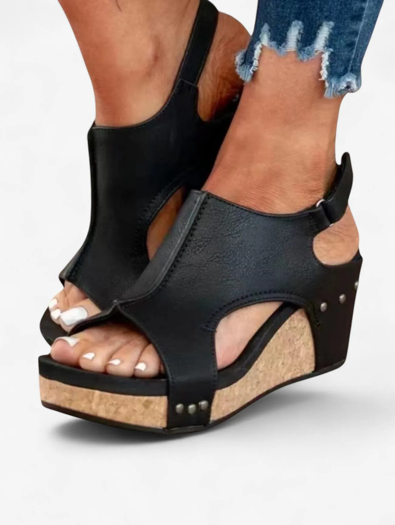 Jada | Women's Platform Wedge Sandals Slip On Summer Shoes