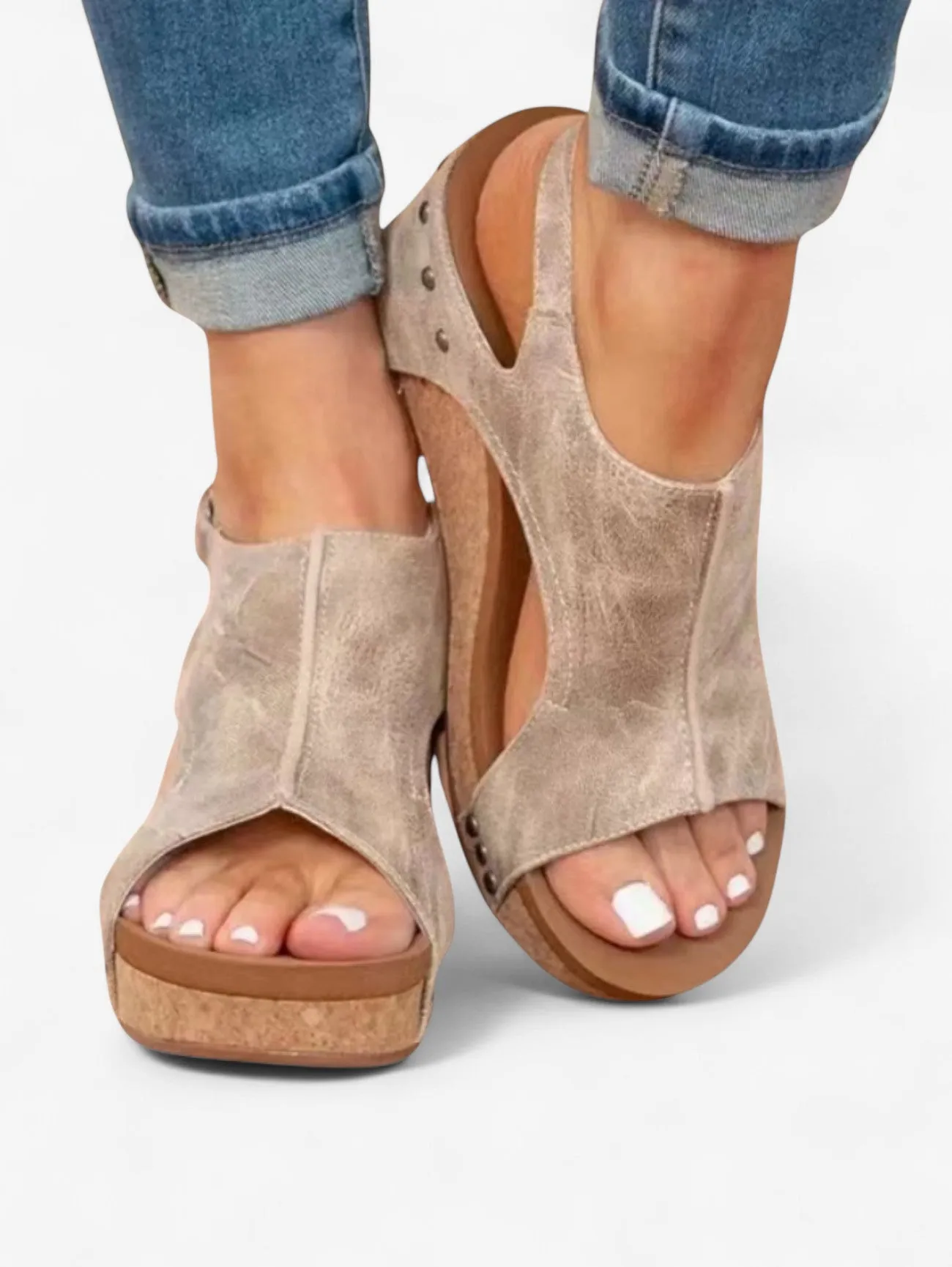 Jada | Women's Platform Wedge Sandals Slip On Summer Shoes