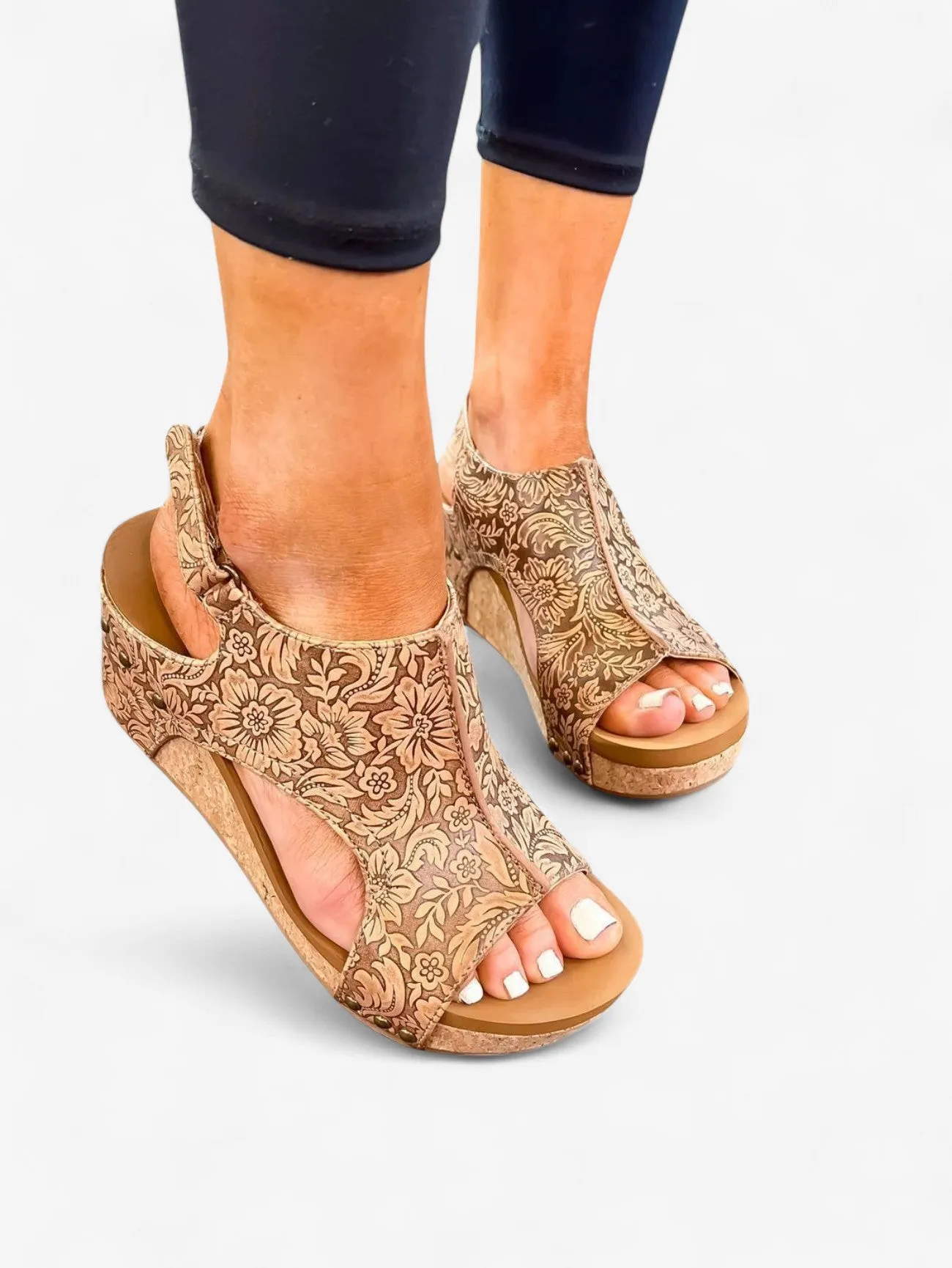 Jada | Women's Platform Wedge Sandals Slip On Summer Shoes
