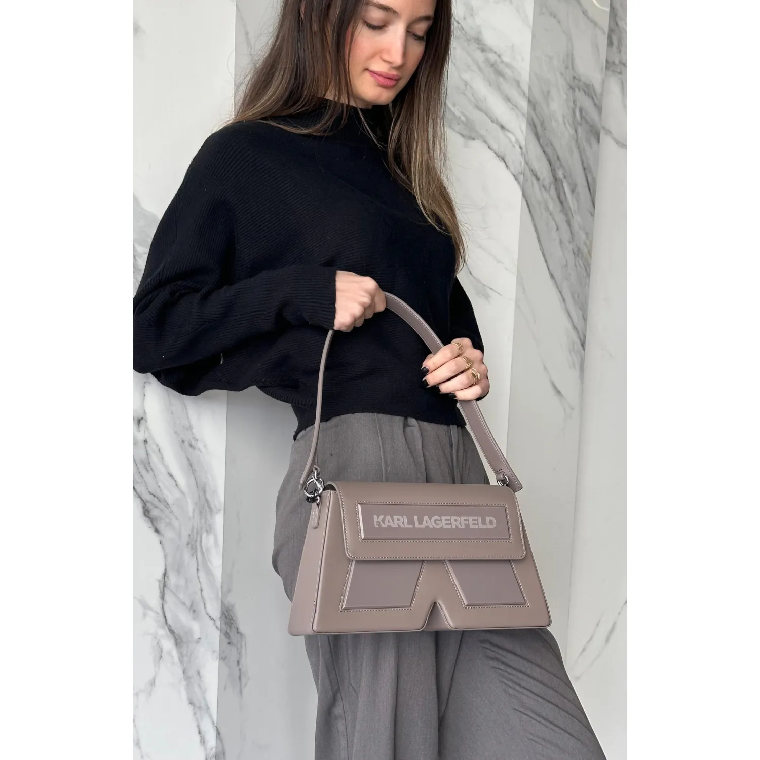 KARL LAGERFELD K/IKON BEIGE LARGE BAG