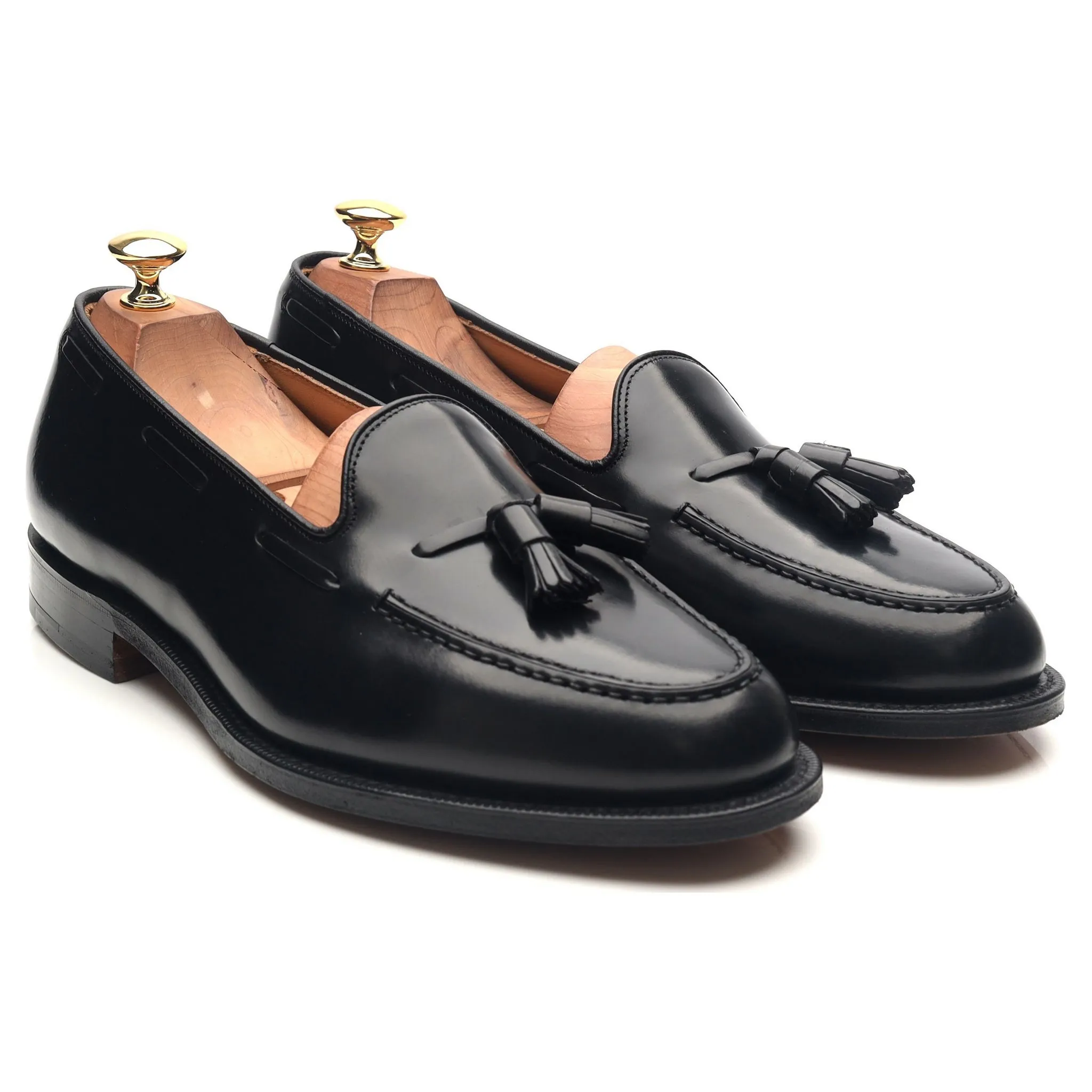 'Keats II' Black Leather Tassel Loafers UK 9 G
