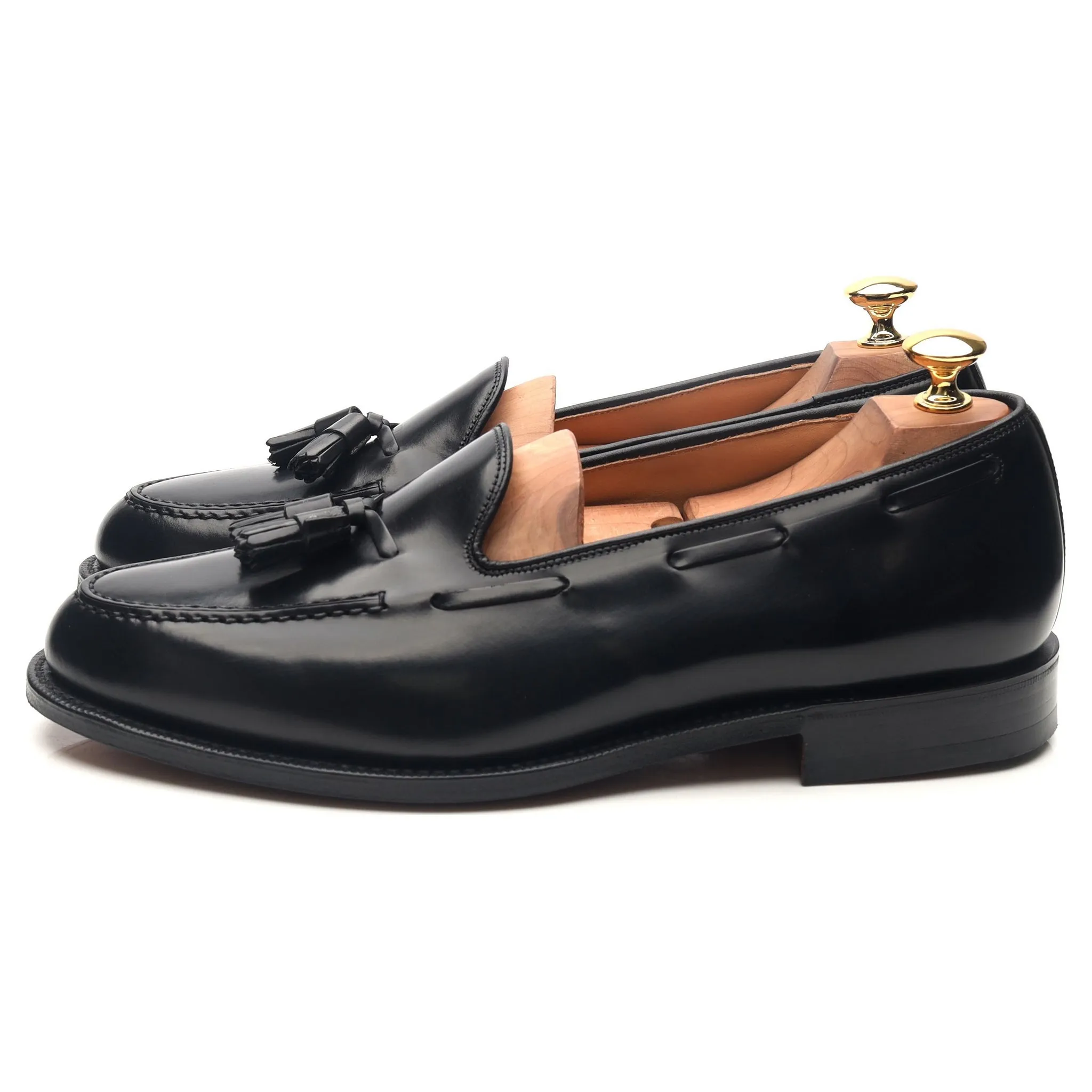 'Keats II' Black Leather Tassel Loafers UK 9 G