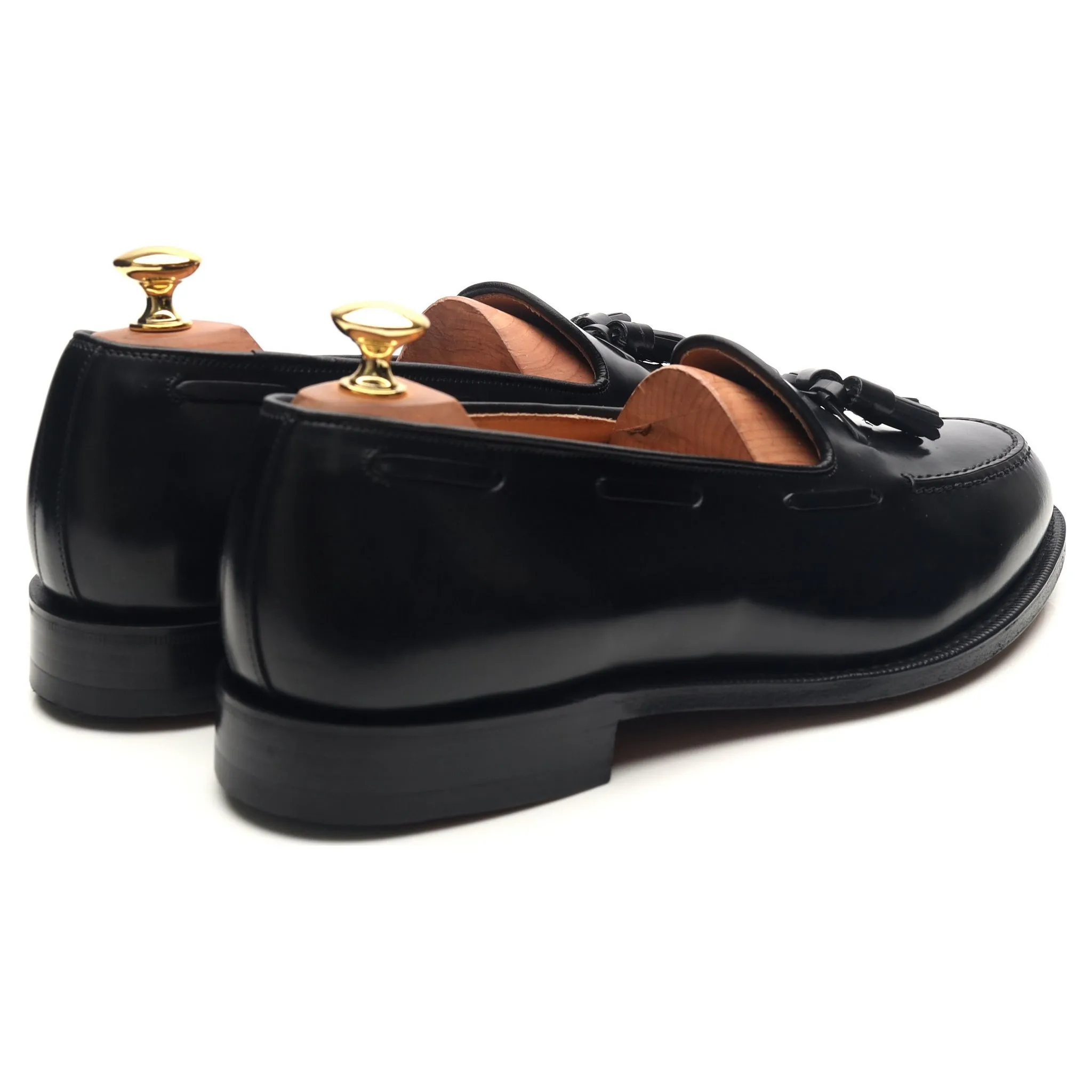 'Keats II' Black Leather Tassel Loafers UK 9 G