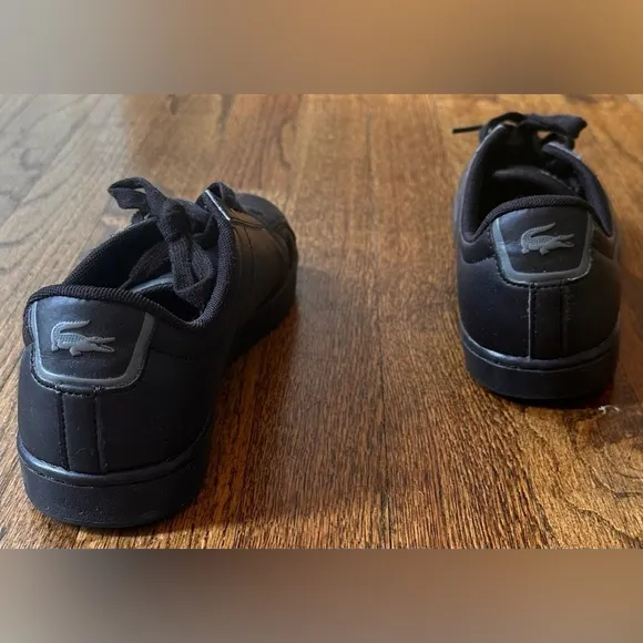 Kids Lacoste Juniors Black Carnaby Evo Sneakers with Original Box &amp; Tissue Paper