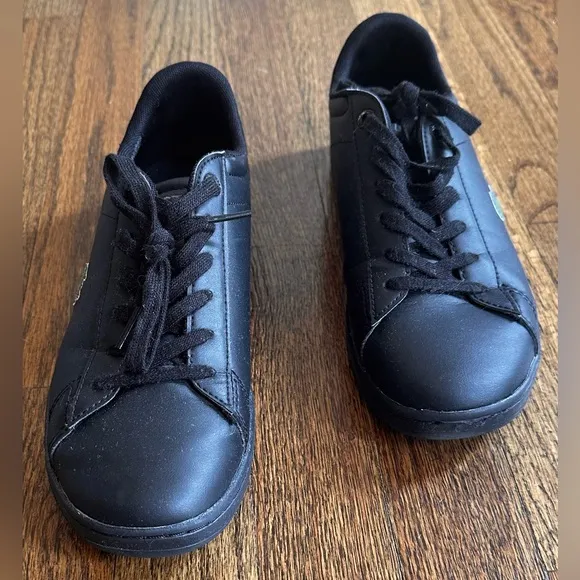 Kids Lacoste Juniors Black Carnaby Evo Sneakers with Original Box &amp; Tissue Paper