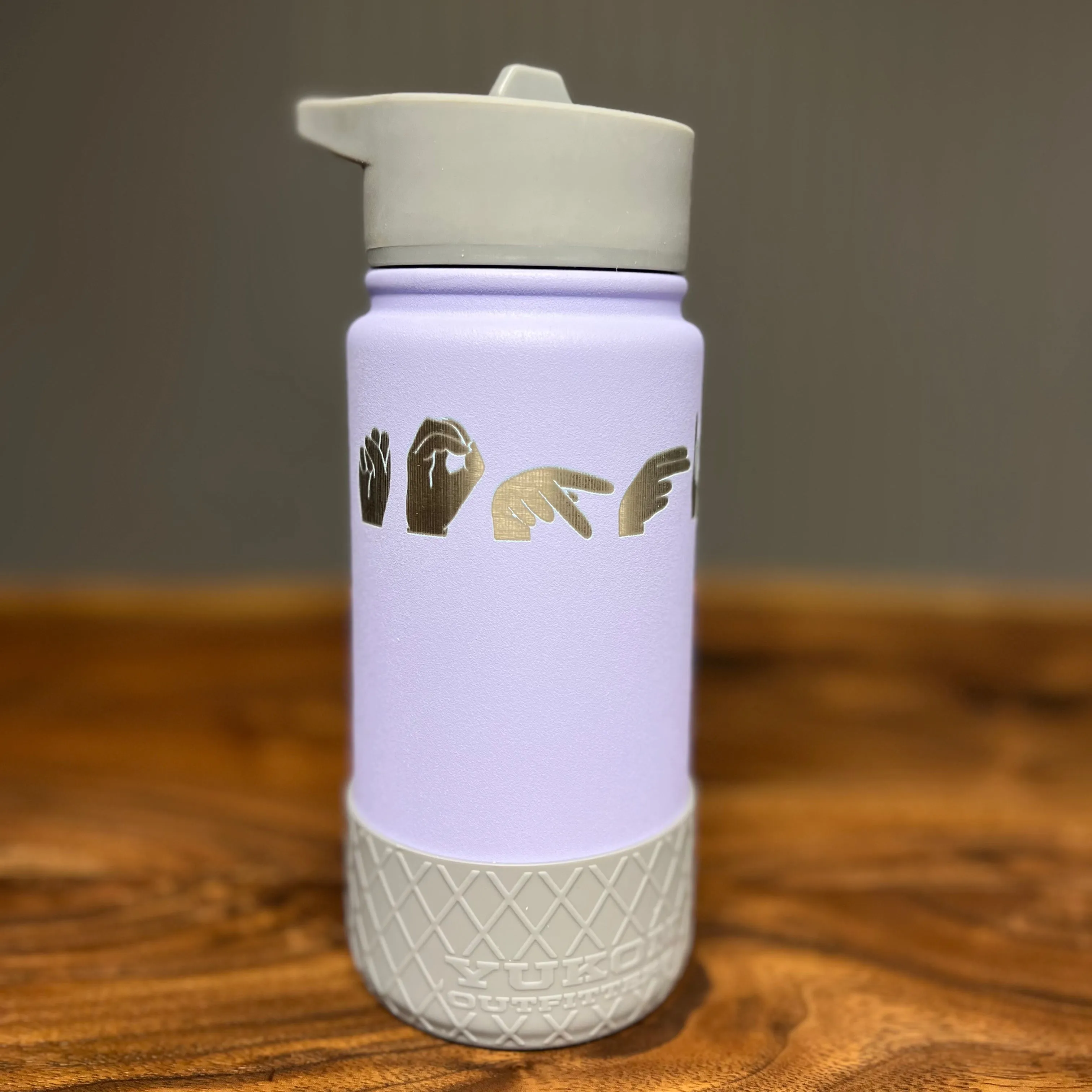 Kids Water Bottle w/ Custom ASL Fingerspelling