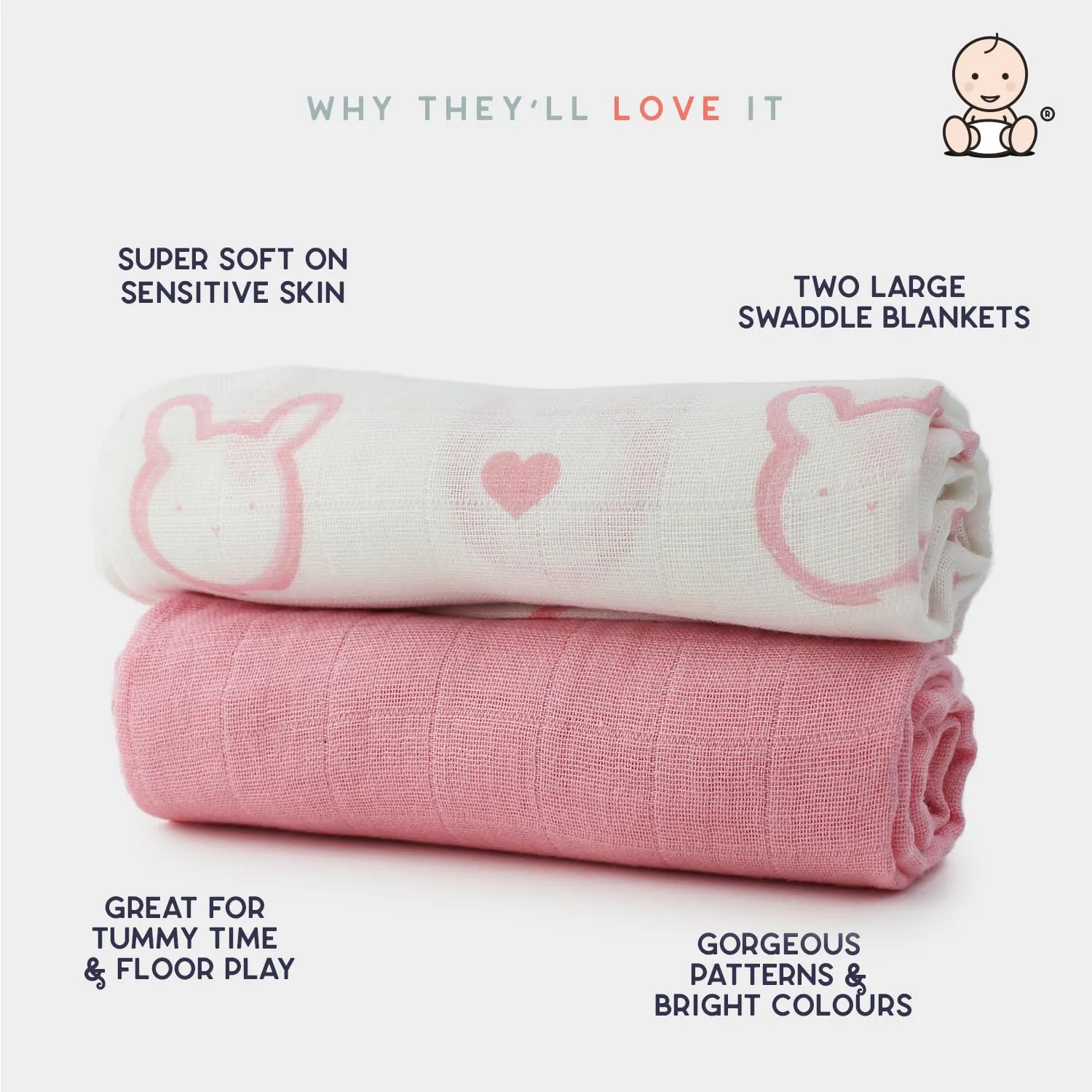 Little Giggles Co.® Baby Gifts - Neutral Teething Toys & Large Muslin Cloths Gift Set. Sensory Play Rattle, Soothing Teether Ring, Cotton Baby Muslins. Baby Essentials for Newborn & Baby Shower Gifts