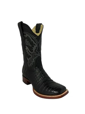 Los Altos Square Toe Caiman Belly Black - 8228205