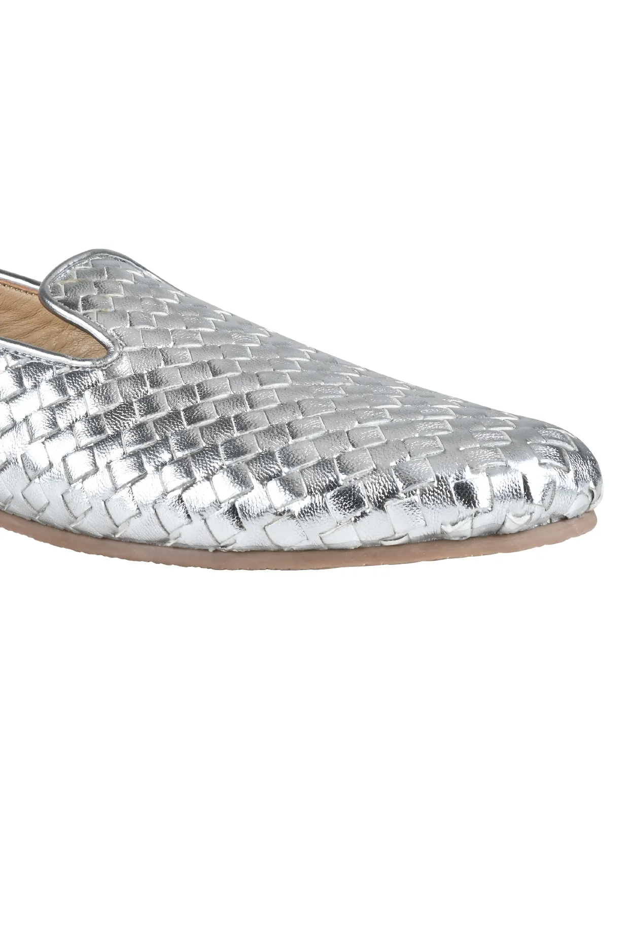 Madison Silver Weave Loafers For Women