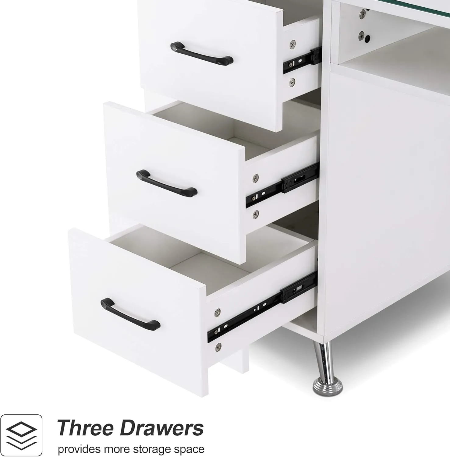 Manicure Table, Nail Makeup Desk with Drawers, Storage Beauty Salon Workstation 2611 (White)
