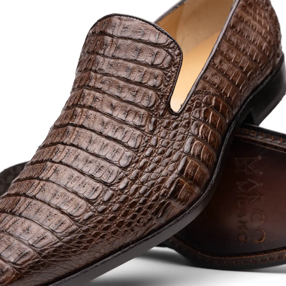 Marco Di Milano Trento in Brown Caiman Crocodile Loafers