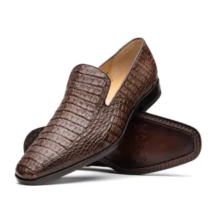 Marco Di Milano Trento in Brown Caiman Crocodile Loafers